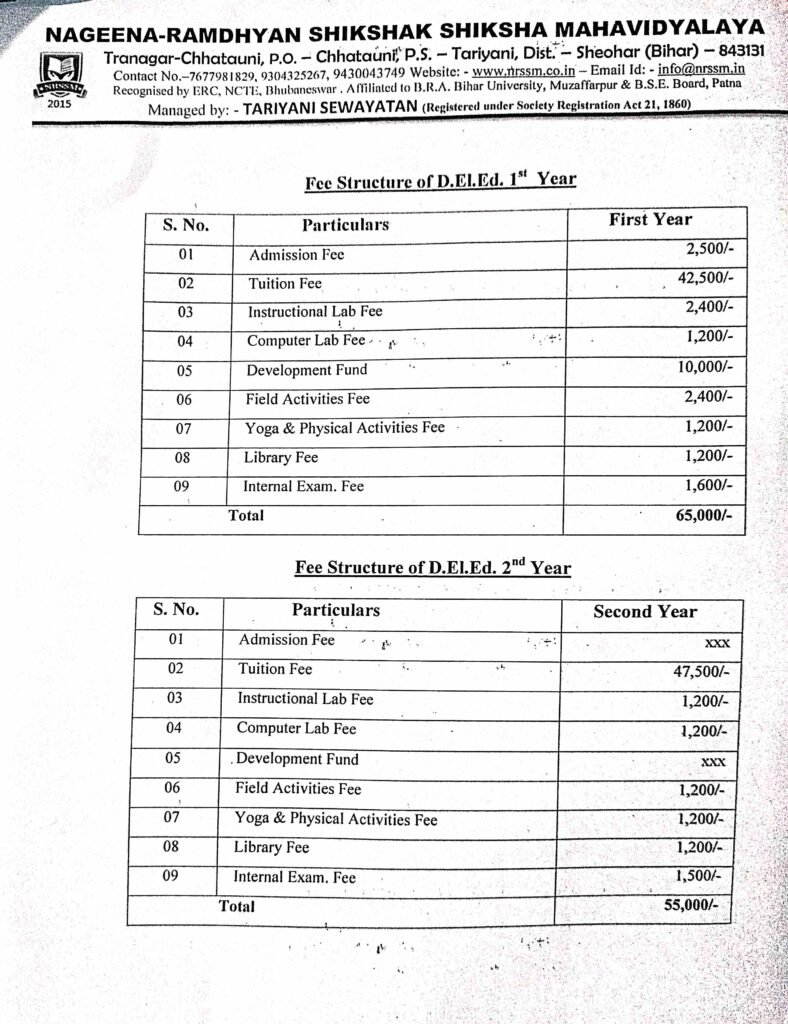 D.El.Ed Fee Structure